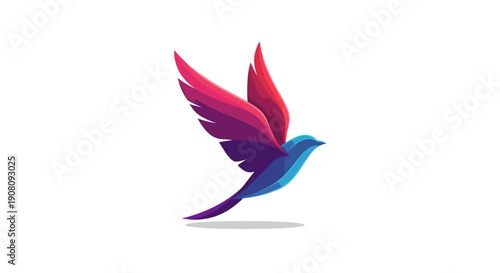 Colorful Bird in Flight Illustration.