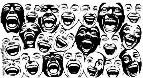 Collection of Comic Faces Laughing.