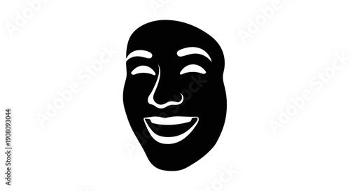 Comedy Tragedy Mask Silhouette Icon.