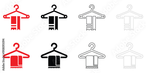 cloth hanger icon vector set, stylish cloth hanger  icon symbol vector, silhouette and line art illustration