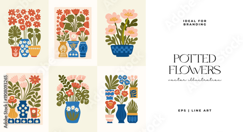 Floral abstract elements. Botanical composition. Modern trendy Matisse minimal style. Floral poster, invite. Vector arrangements for greeting card or invitation design