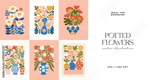 Floral abstract elements. Botanical composition. Modern trendy Matisse minimal style. Floral poster, invite. Vector arrangements for greeting card or invitation design