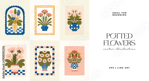 Floral abstract elements. Botanical composition. Modern trendy Matisse minimal style. Floral poster, invite. Vector arrangements for greeting card or invitation design