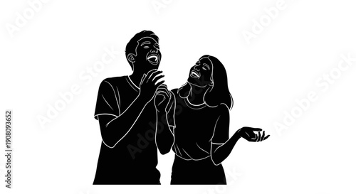 Man and Woman Singing Together.