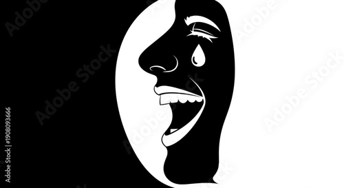 Man Laughing and Crying Face.