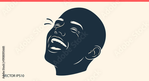 Man Laughing Loudly in Profile.