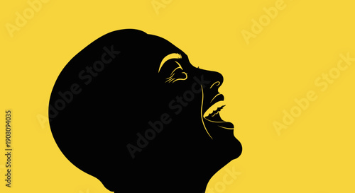 Silhouette of Man Shouting Loudly.