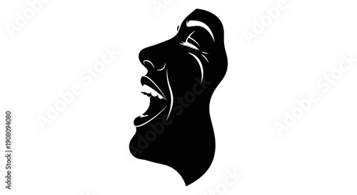 Silhouette of Man Yelling Loudly.