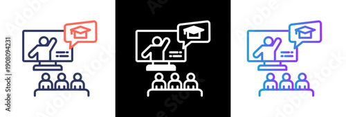 Virtual School lineblackgrad icon