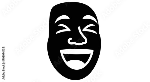 Theater Mask Happy Comedy Face.
