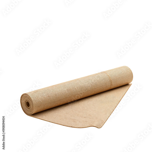 Yoga Mat Rolled out for Practice in a Simple Studio Environment on a Bright Day