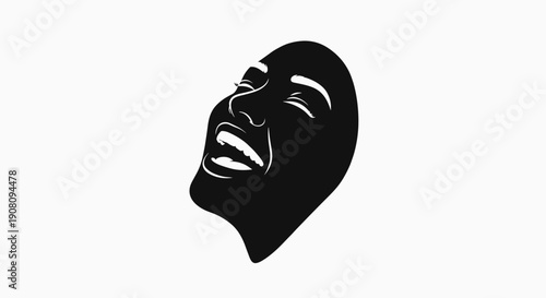 Theater Mask Silhouette Isolated White.
