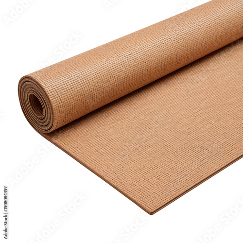 Yoga Mat Rolled out for Practice in a Simple Studio Environment on a Bright Day