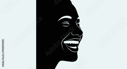 Woman Silhouette Profile Smiling Face.
