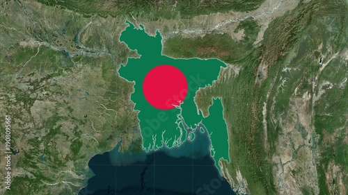 Bangladesh Map With Flag Colors Overlay Animation