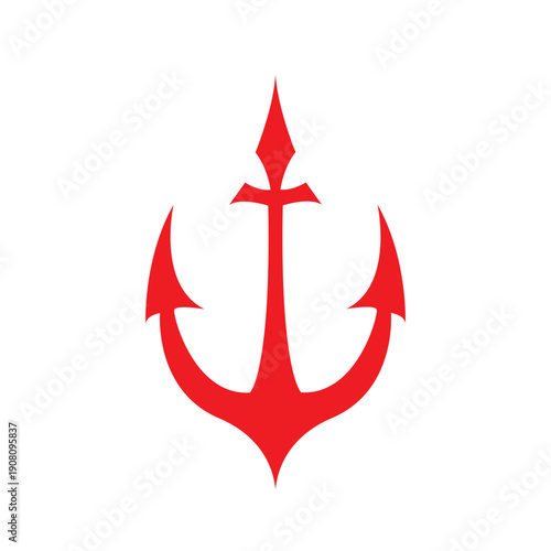 Vintage Trident Spear of Poseidon Neptune God Triton King logo design