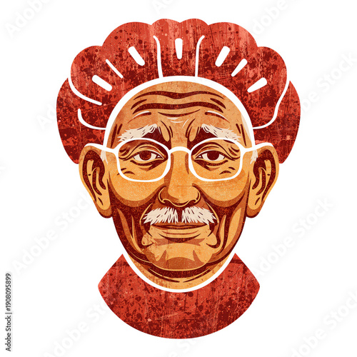 Iconic Character With Glasses and a White Mustache Wearing a Red and White Chef Hat