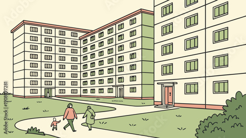 Modern Residential Apartment Vector Illustration