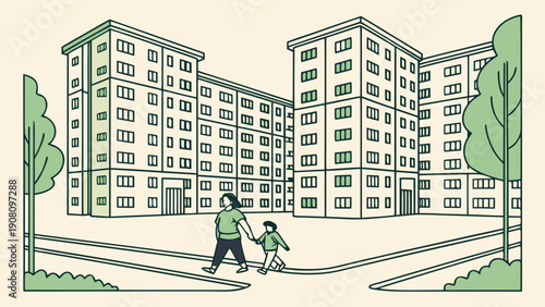 Modern Residential Apartment Vector Illustration