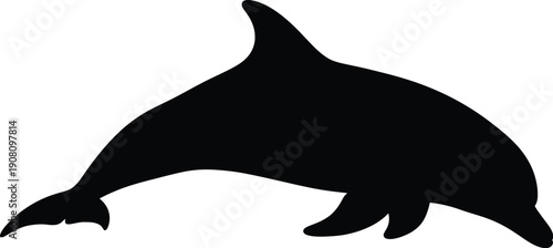 Dolphin leaping gracefully out of ocean waters in a majestic silhouette illustration