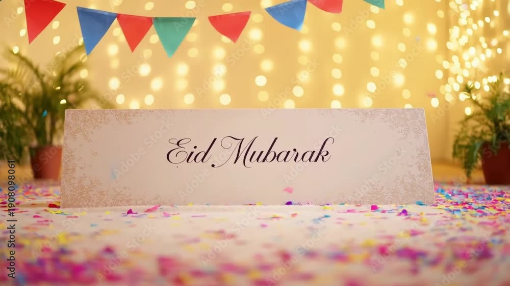 custom made wallpaper toronto digitalCelebration confetti soft bokeh lights eid mubarak
