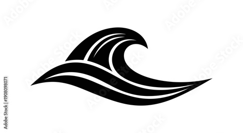 Black wave icon symbolizing ocean movement and fluid design.