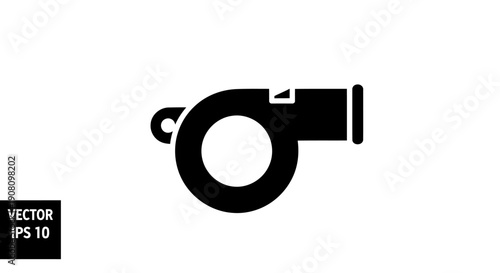 Black whistle icon on white background vector illustration.