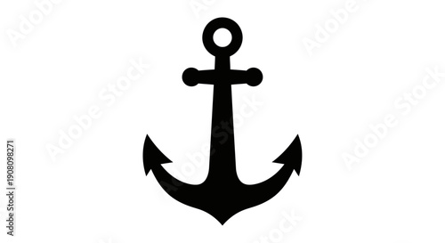 Black anchor silhouette on white background.