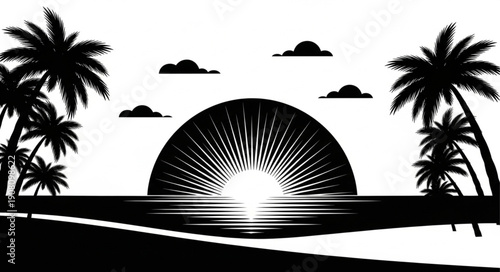 palm tree silhouette on the beach