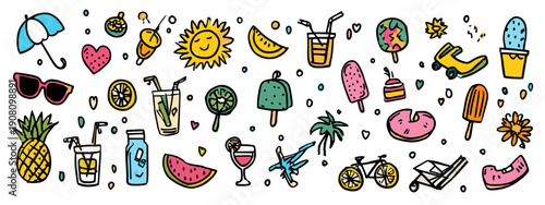 set of beach item summer vibes vector illustration isolated on white background 