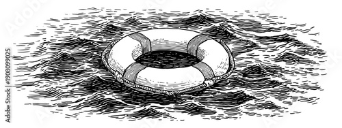 hand drawn vector illustration of  lifebouy