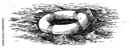 hand drawn vector illustration of  lifebouy
