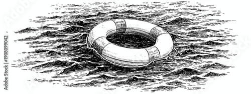hand drawn vector illustration of  lifebouy