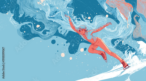 Vector abstract figure skating winter olympics game colored