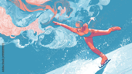 Vector abstract figure skating winter olympics game colored