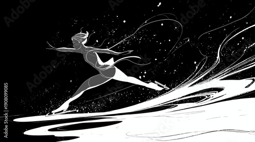 silhouette of a young woman figure skater vector illlustration winter sports