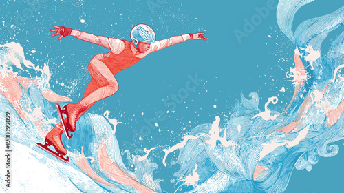 Vector abstract figure skating winter olympics game colored