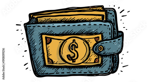 vector illustration of a dollar sign on wallet a white background