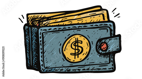 vector illustration of a dollar sign on wallet a white background