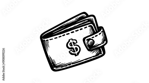 vector illustration of a dollar sign on wallet a white background