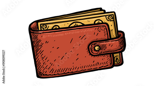 vector illustration of a dollar sign on wallet a white background