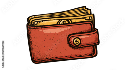vector illustration of a dollar sign on wallet a white background