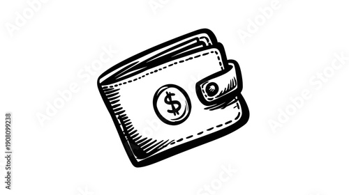 vector illustration of a dollar sign on wallet a white background