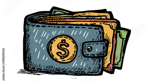 vector illustration of a dollar sign on wallet a white background