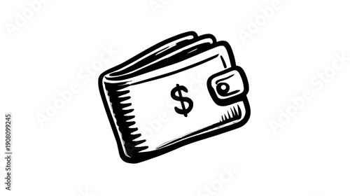 vector illustration of a dollar sign on wallet a white background