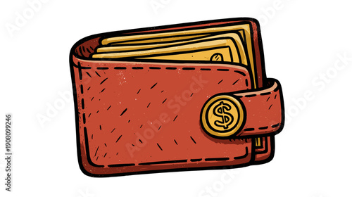 vector illustration of a dollar sign on wallet a white background
