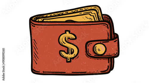 vector illustration of a dollar sign on wallet a white background