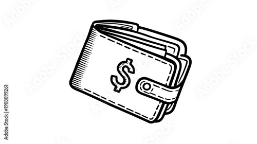 vector illustration of a dollar sign on wallet a white background