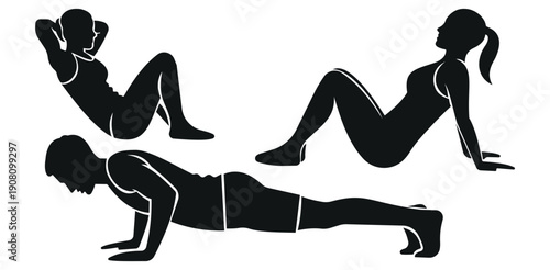 A group of people doing various exercises in a fitness routine