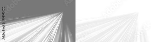 Futuristic neon laser speed lines move across city road highway traffic. Light motion wave generates energy trail, glowing direction with smooth white flow. Winter wind brings cold snow, png vector. 